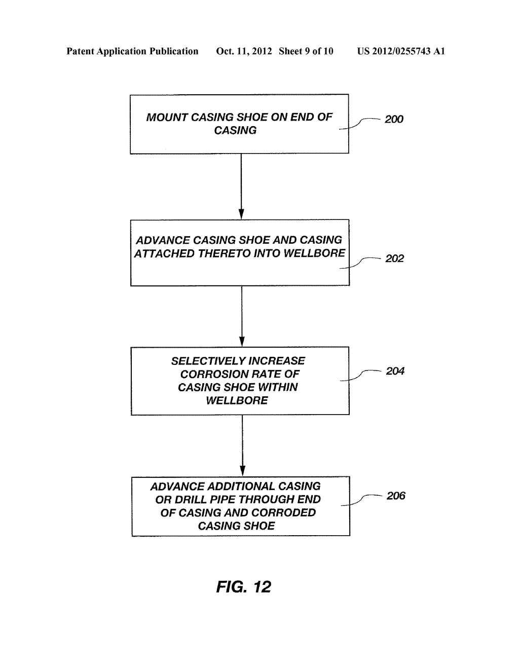 CORRODABLE BORING SHOES FOR WELLBORE CASING, AND METHODS OF FORMING AND     USING SUCH CORRODABLE BORING SHOES - diagram, schematic, and image 10