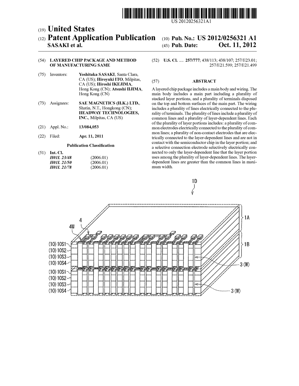 LAYERED CHIP PACKAGE AND METHOD OF MANUFACTURING SAME - diagram, schematic, and image 01