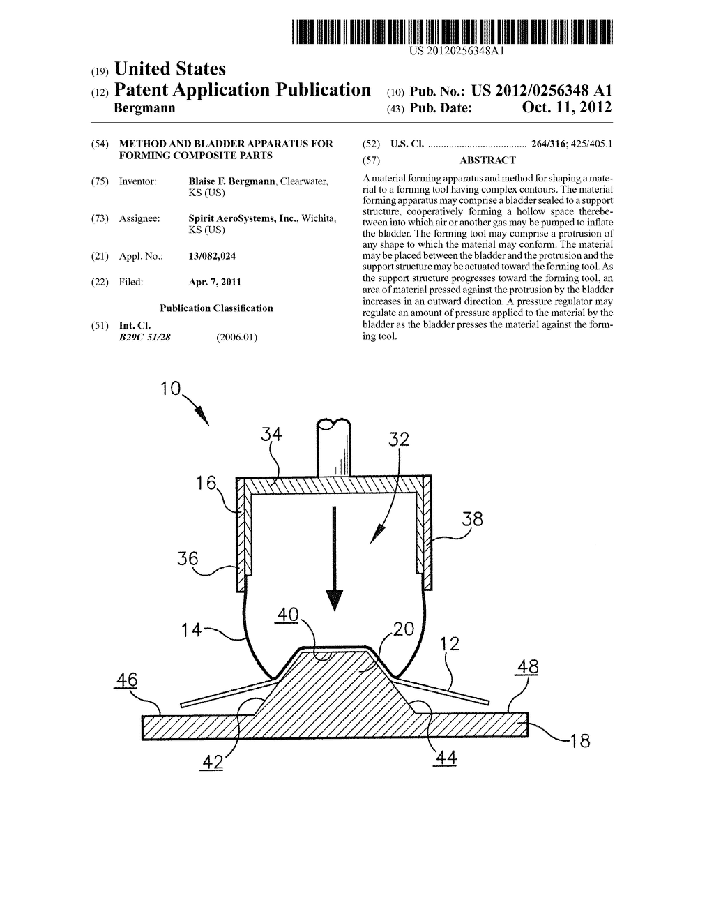 METHOD AND BLADDER APPARATUS FOR FORMING COMPOSITE PARTS - diagram, schematic, and image 01