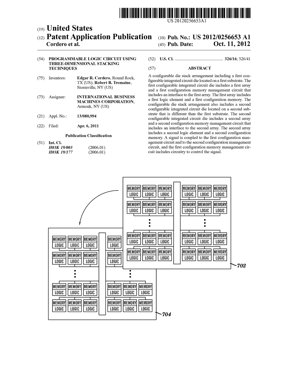 PROGRAMMABLE LOGIC CIRCUIT USING THREE-DIMENSIONAL STACKING TECHNIQUES - diagram, schematic, and image 01