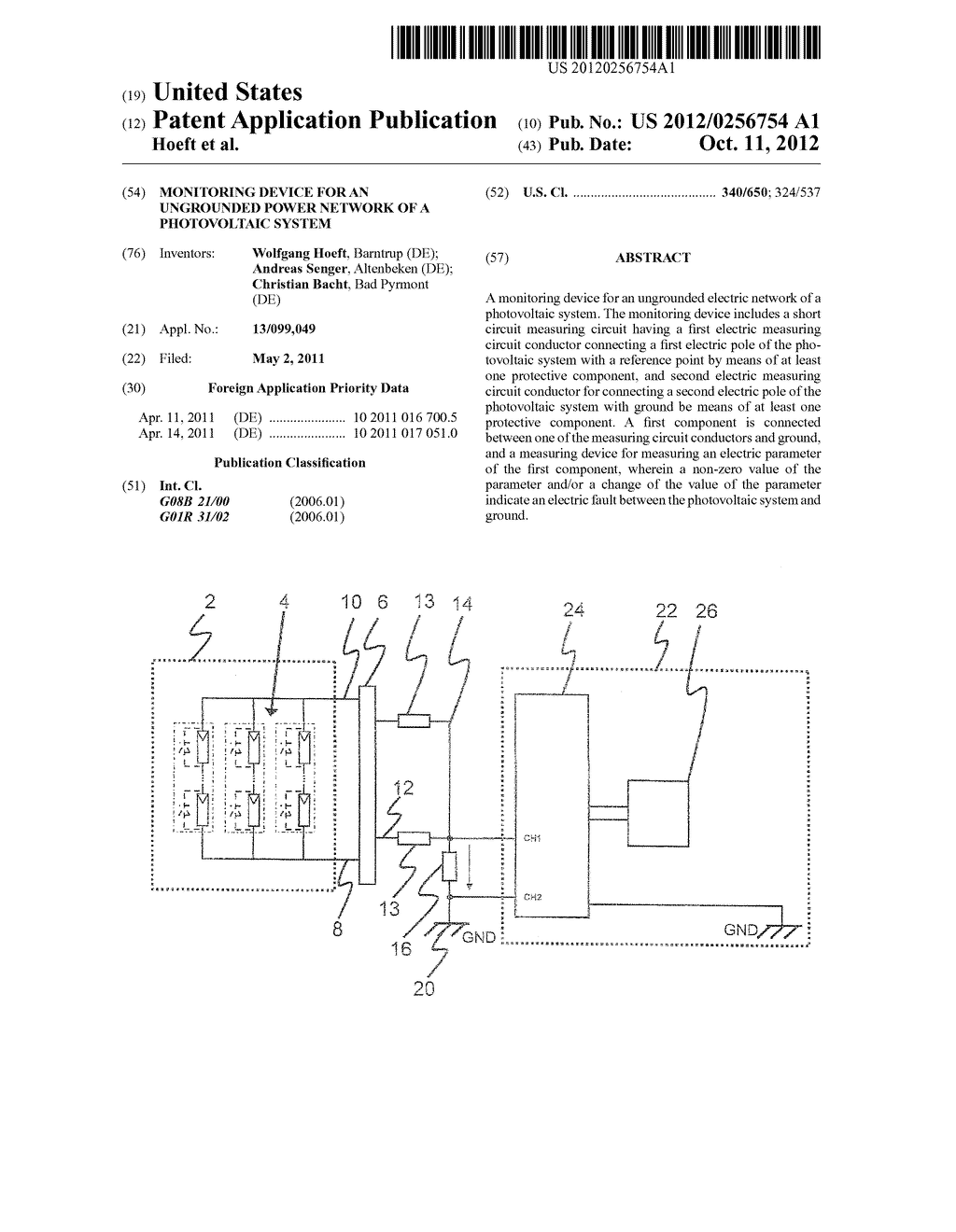 Monitoring device for an ungrounded power network of a photovoltaic system - diagram, schematic, and image 01