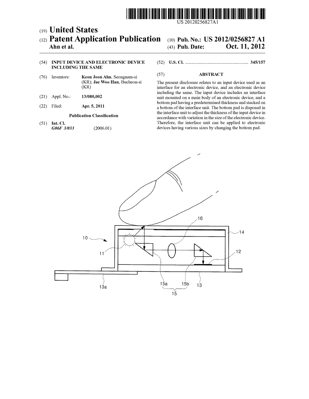 INPUT DEVICE AND ELECTRONIC DEVICE INCLUDING THE SAME - diagram, schematic, and image 01