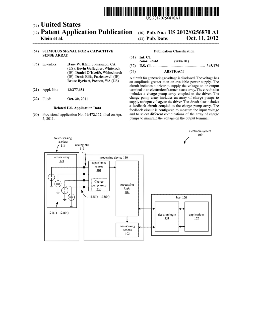 STIMULUS SIGNAL FOR A CAPACITIVE SENSE ARRAY - diagram, schematic, and image 01