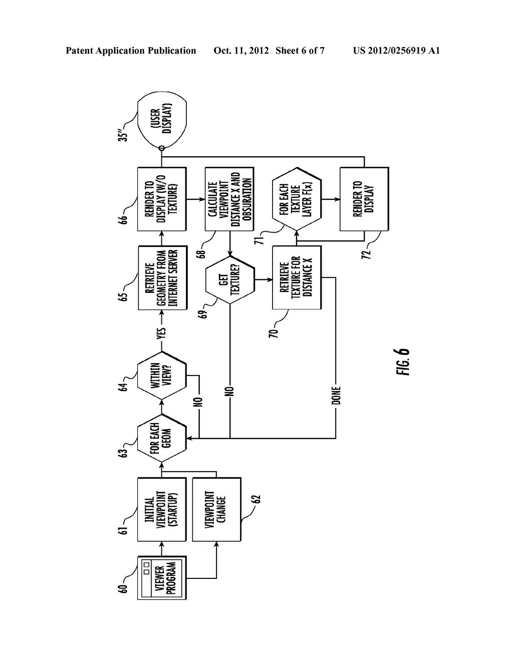 GEOSPATIAL DATA SYSTEM FOR SELECTIVELY RETRIEVING AND DISPLAYING     GEOSPATIAL TEXTURE DATA BASED UPON USER-SELECTED POINT-OF-VIEW AND     RELATED METHODS - diagram, schematic, and image 07