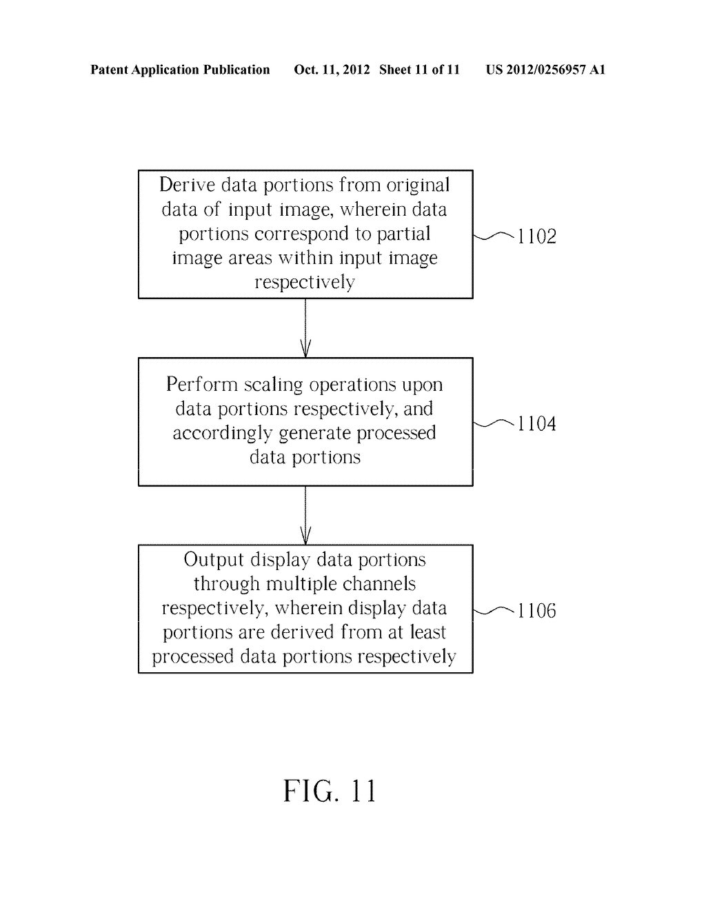 IMAGE PROCESSING METHOD OF PERFORMING SCALING OPERATIONS UPON RESPECTIVE     DATA PORTIONS FOR MULTI-CHANNEL TRANSMISSION AND IMAGE PROCESSING     APPARATUS THEREOF - diagram, schematic, and image 12