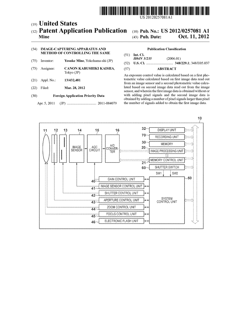 IMAGE-CAPTURING APPARATUS AND METHOD OF CONTROLLING THE SAME - diagram, schematic, and image 01