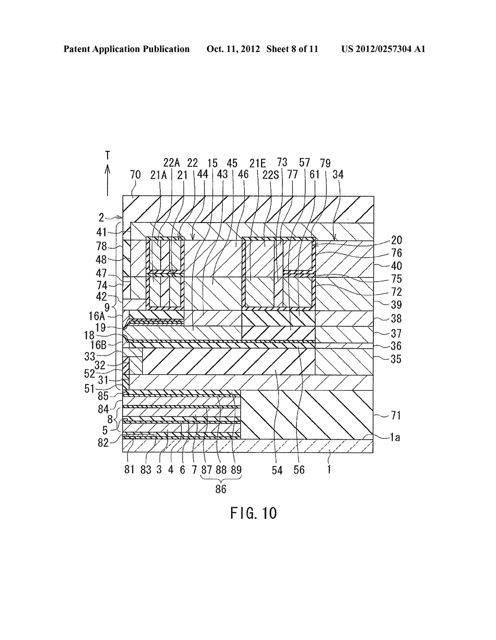 MAGNETIC HEAD FOR PERPENDICULAR MAGNETIC RECORDING HAVING A MAIN POLE AND     A SHIELD - diagram, schematic, and image 09