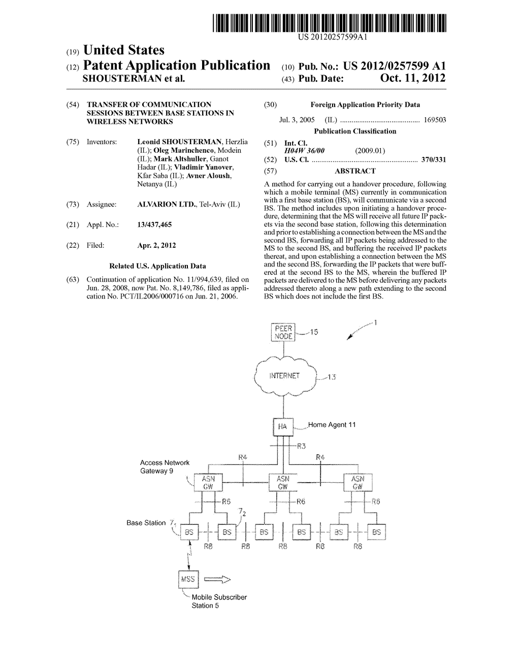 TRANSFER OF COMMUNICATION SESSIONS BETWEEN BASE STATIONS IN WIRELESS     NETWORKS - diagram, schematic, and image 01