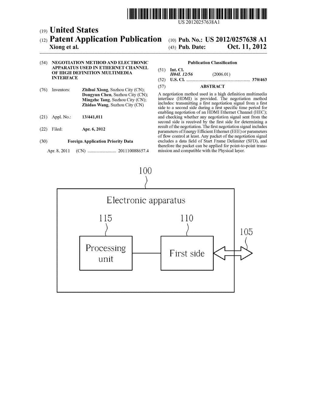 NEGOTIATION METHOD AND ELECTRONIC APPARATUS USED IN ETHERNET CHANNEL OF     HIGH DEFINITION MULTIMEDIA INTERFACE - diagram, schematic, and image 01