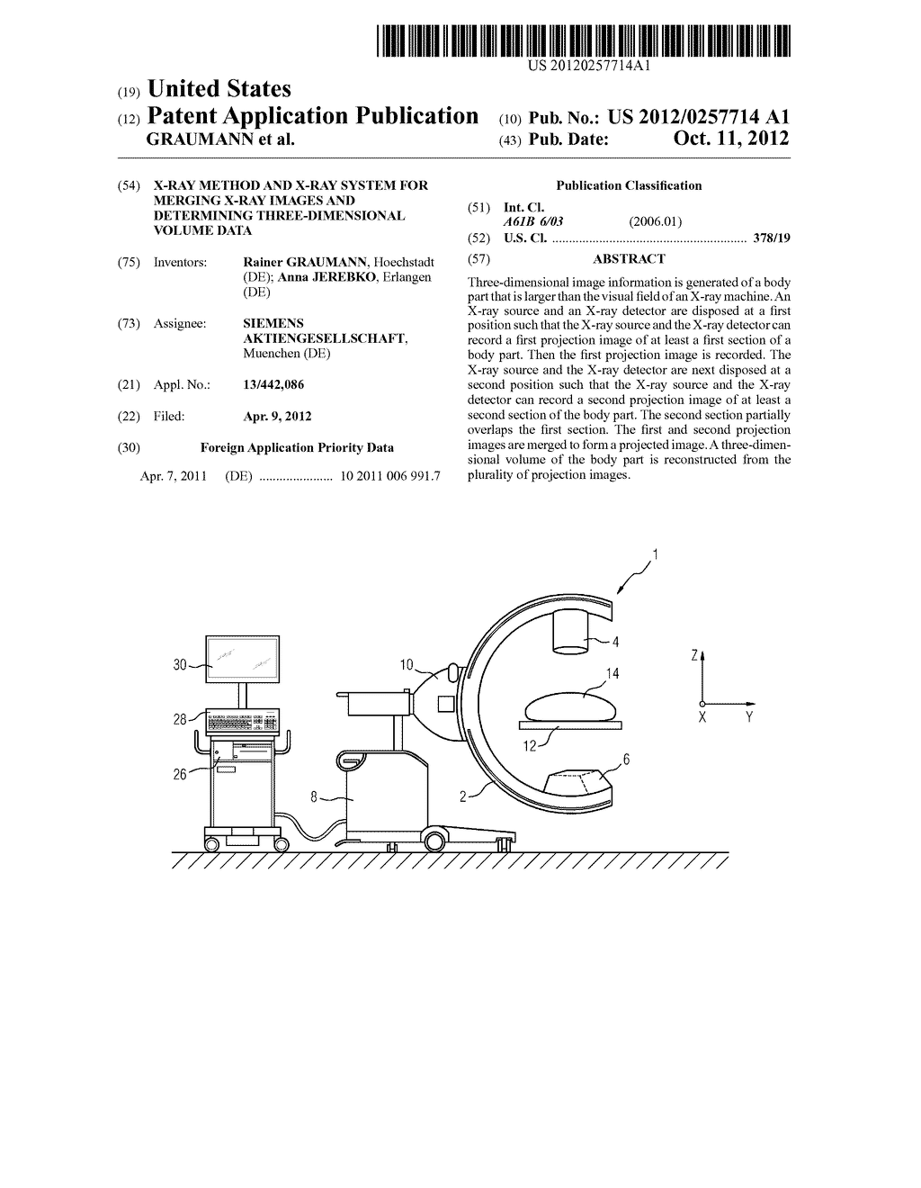 X-RAY METHOD AND X-RAY SYSTEM FOR MERGING X-RAY IMAGES AND DETERMINING     THREE-DIMENSIONAL VOLUME DATA - diagram, schematic, and image 01