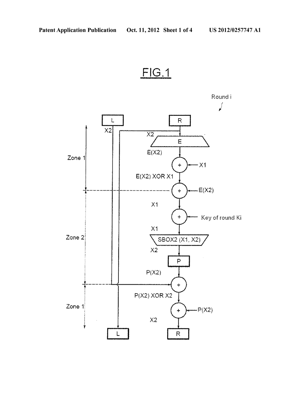 METHOD OF SECURE CRYPTOGRAPHIC CALCULATION, IN PARTICULAR, AGAINST ATTACKS     OF THE DFA AND UNIDIRECTIONAL TYPE, AND CORRESPONDING COMPONENT - diagram, schematic, and image 02