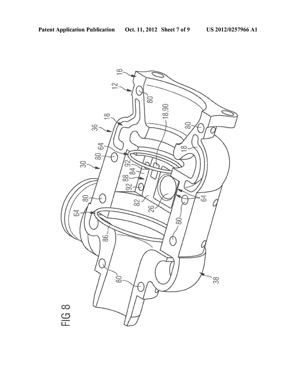 TURBOCHARGER HAVING A BEARING BLOCK DEVICE FOR A TURBOCHARGER HOUSING     DIVIDED IN THE LONGITUDINAL DIRECTION - diagram, schematic, and image 08