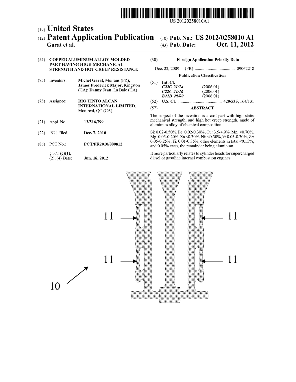 COPPER ALUMINUM ALLOY MOLDED PART HAVING HIGH MECHANICAL STRENGTH AND HOT     CREEP RESISTANCE - diagram, schematic, and image 01