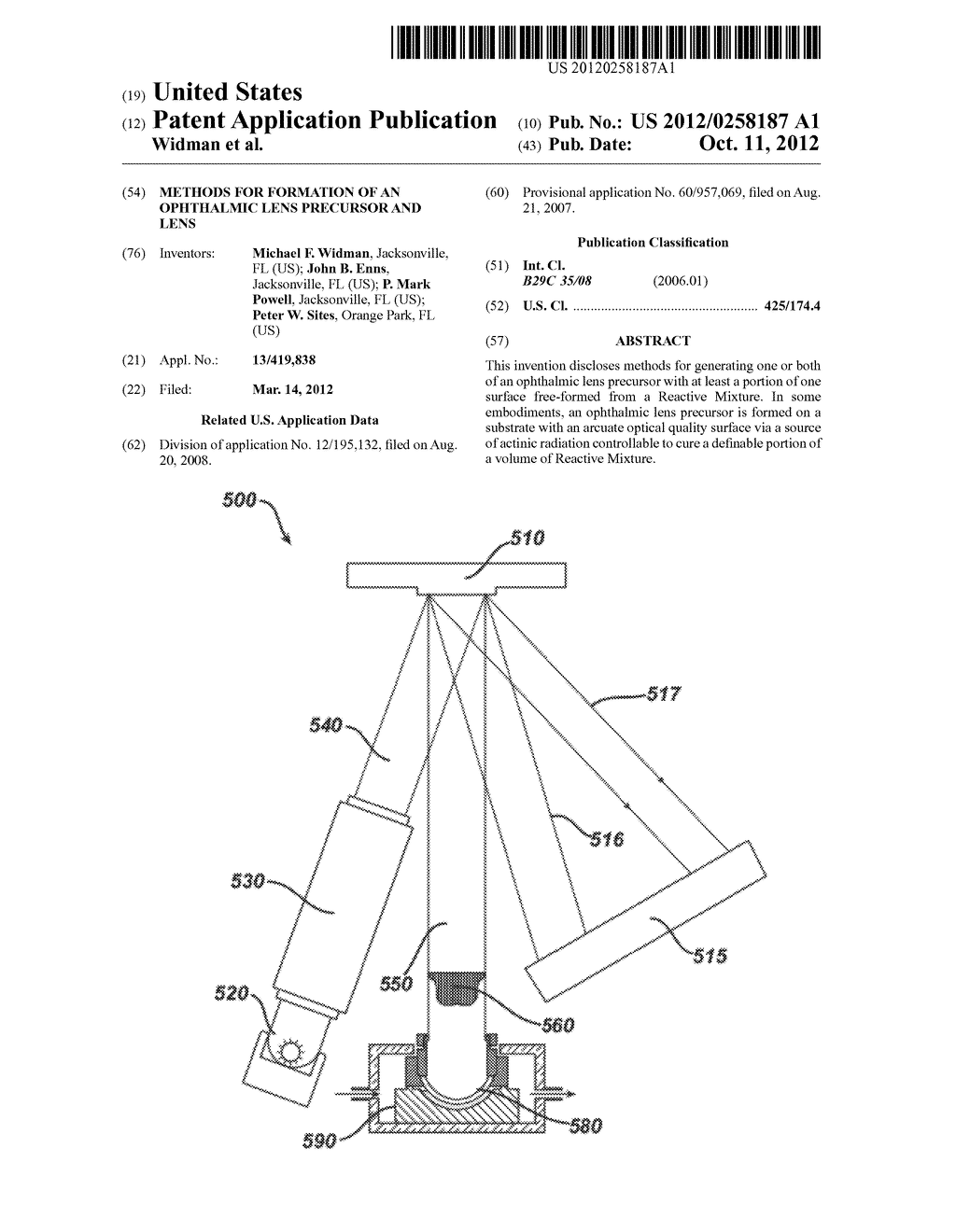 METHODS FOR FORMATION OF AN OPHTHALMIC LENS PRECURSOR AND LENS - diagram, schematic, and image 01