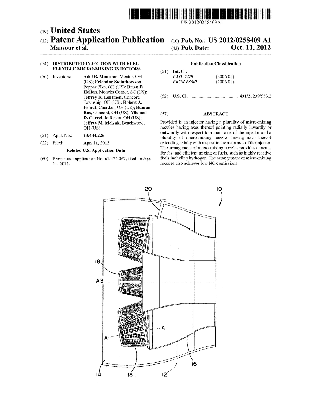 DISTRIBUTED INJECTION WITH FUEL FLEXIBLE MICRO-MIXING INJECTORS - diagram, schematic, and image 01