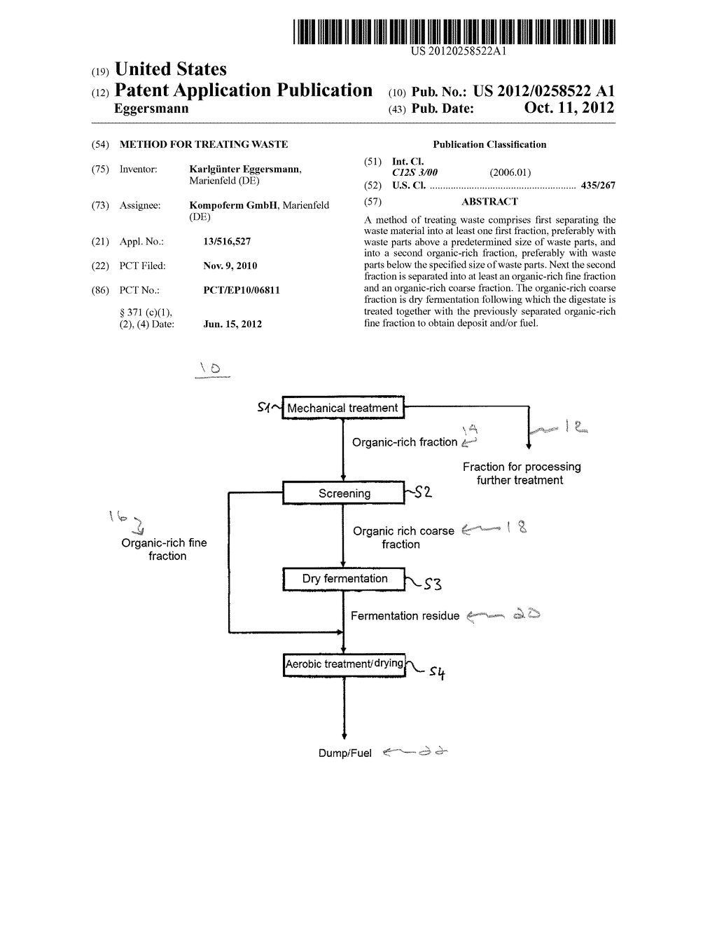 METHOD FOR TREATING WASTE - diagram, schematic, and image 01