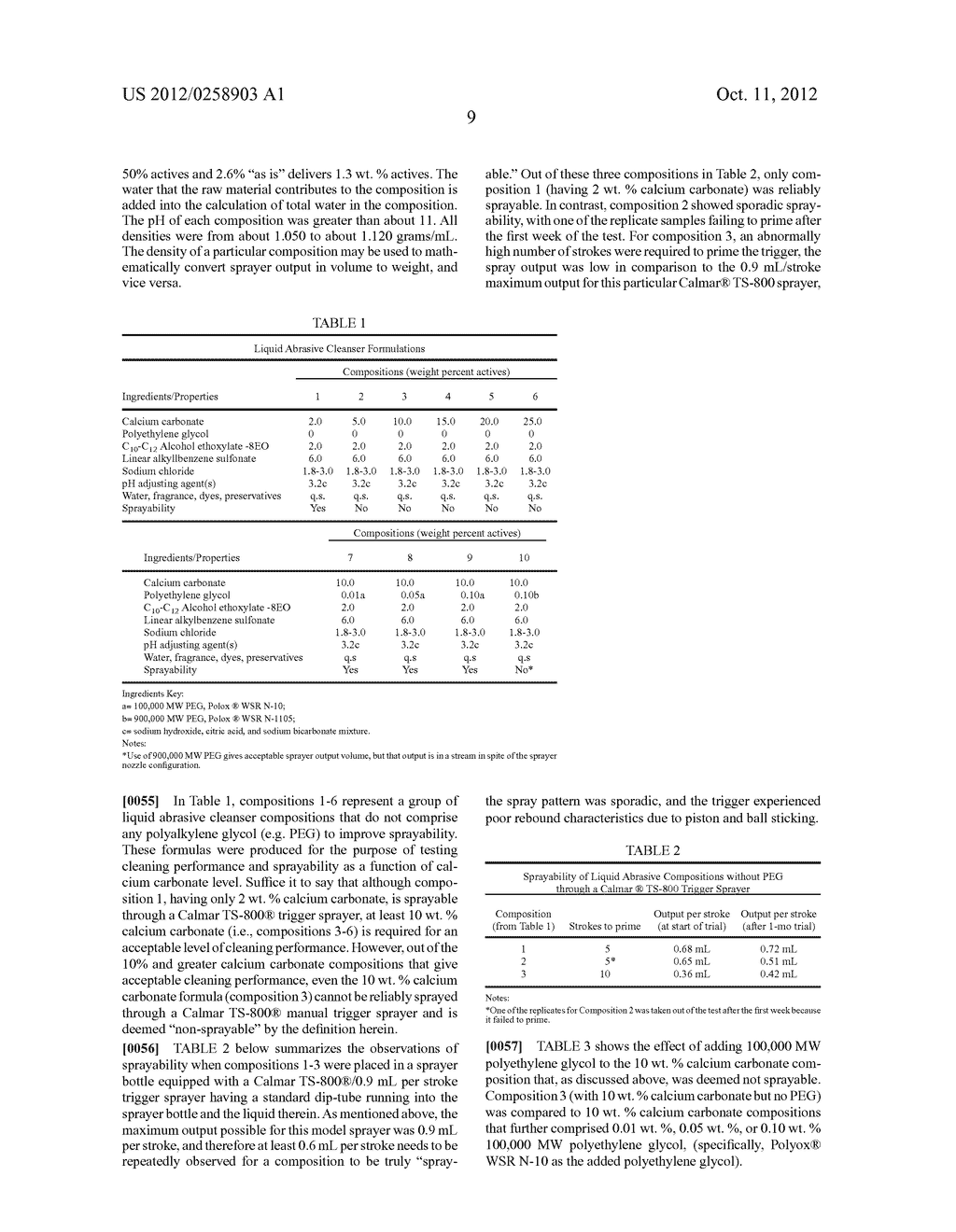 SPRAYABLE LIQUID ABRASIVE CLEANSER WITH POLYETHYLENE GLYCOL - diagram, schematic, and image 10