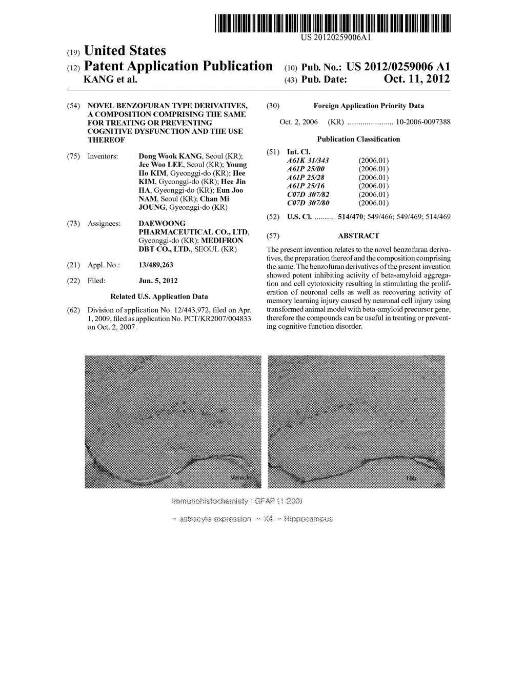 NOVEL BENZOFURAN TYPE DERIVATIVES, A COMPOSITION COMPRISING THE SAME FOR     TREATING OR PREVENTING COGNITIVE DYSFUNCTION AND THE USE THEREOF - diagram, schematic, and image 01