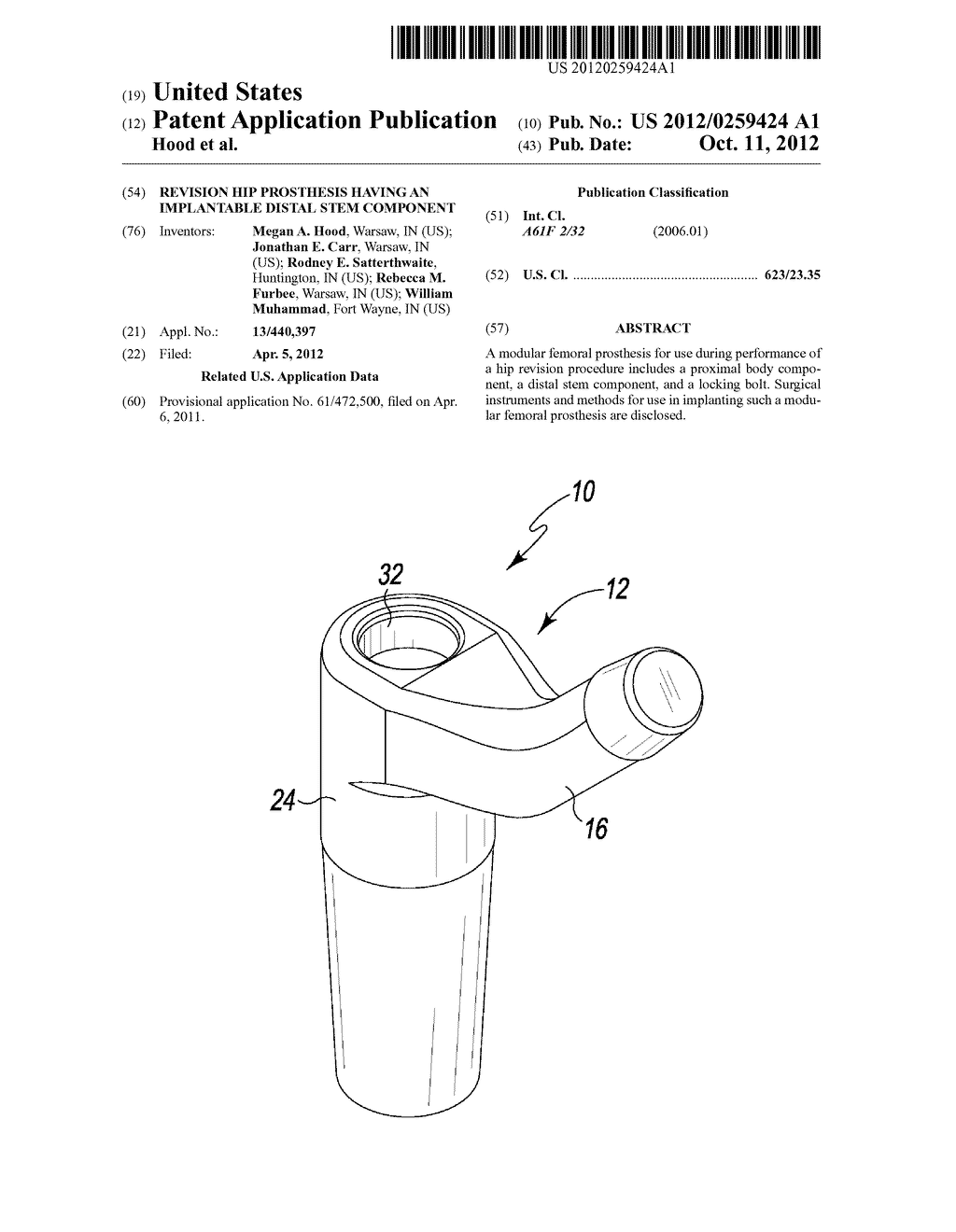 REVISION HIP PROSTHESIS HAVING AN IMPLANTABLE DISTAL STEM COMPONENT - diagram, schematic, and image 01