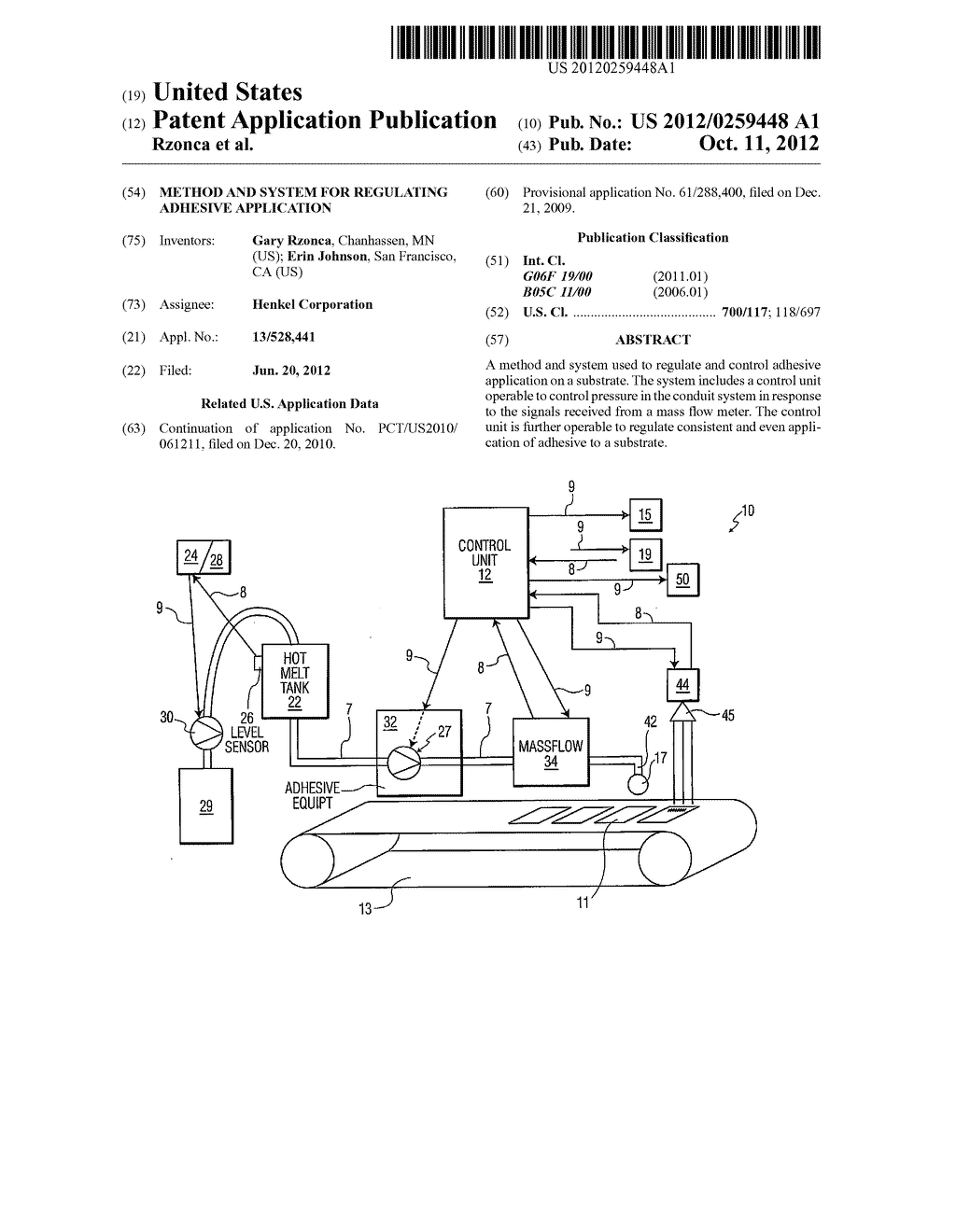 METHOD AND SYSTEM FOR REGULATING ADHESIVE APPLICATION - diagram, schematic, and image 01