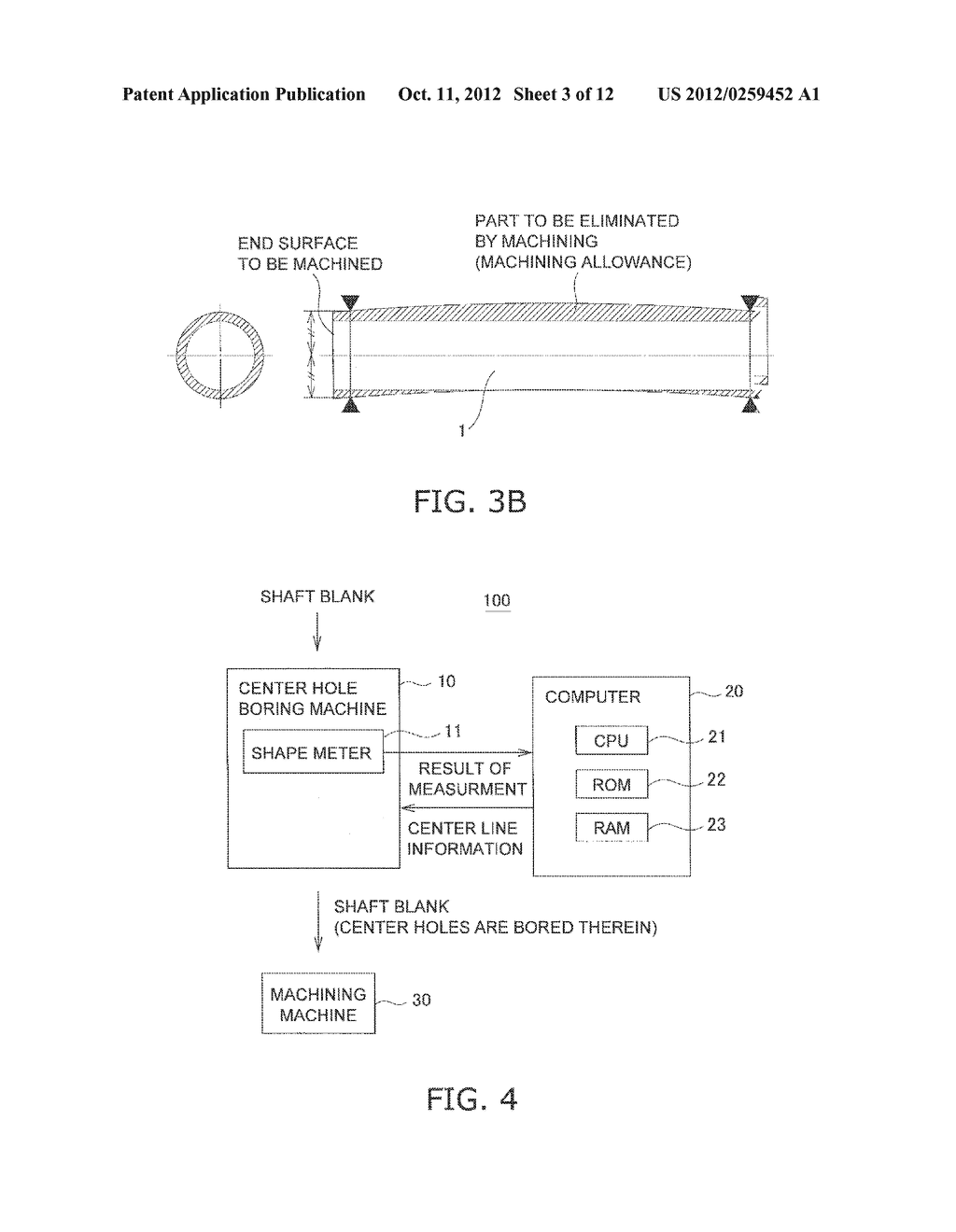 CENTER HOLE MACHINING METHOD FOR SHAFT BLANK AND CENTER HOLE MACHINING     APPARATUS - diagram, schematic, and image 04