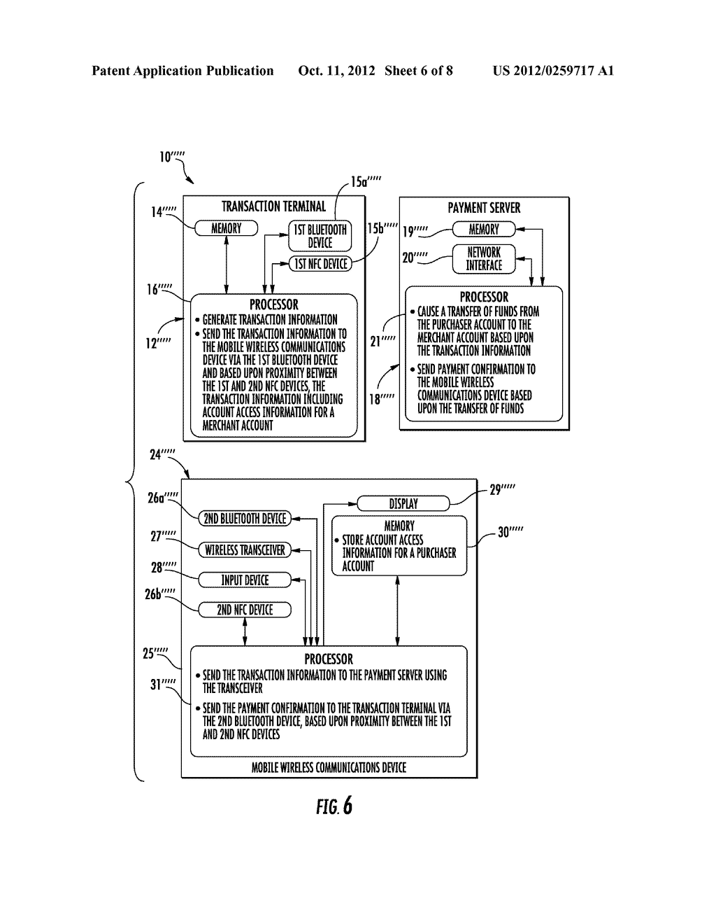 PAYMENT PROCESSING SYSTEM INCLUDING MOBILE WIRELESS COMMUNICATIONS DEVICE     TO SEND A PAYMENT CONFIRMATION TO A TRANSACTION TERMINAL AND ASSOCIATED     METHODS - diagram, schematic, and image 07