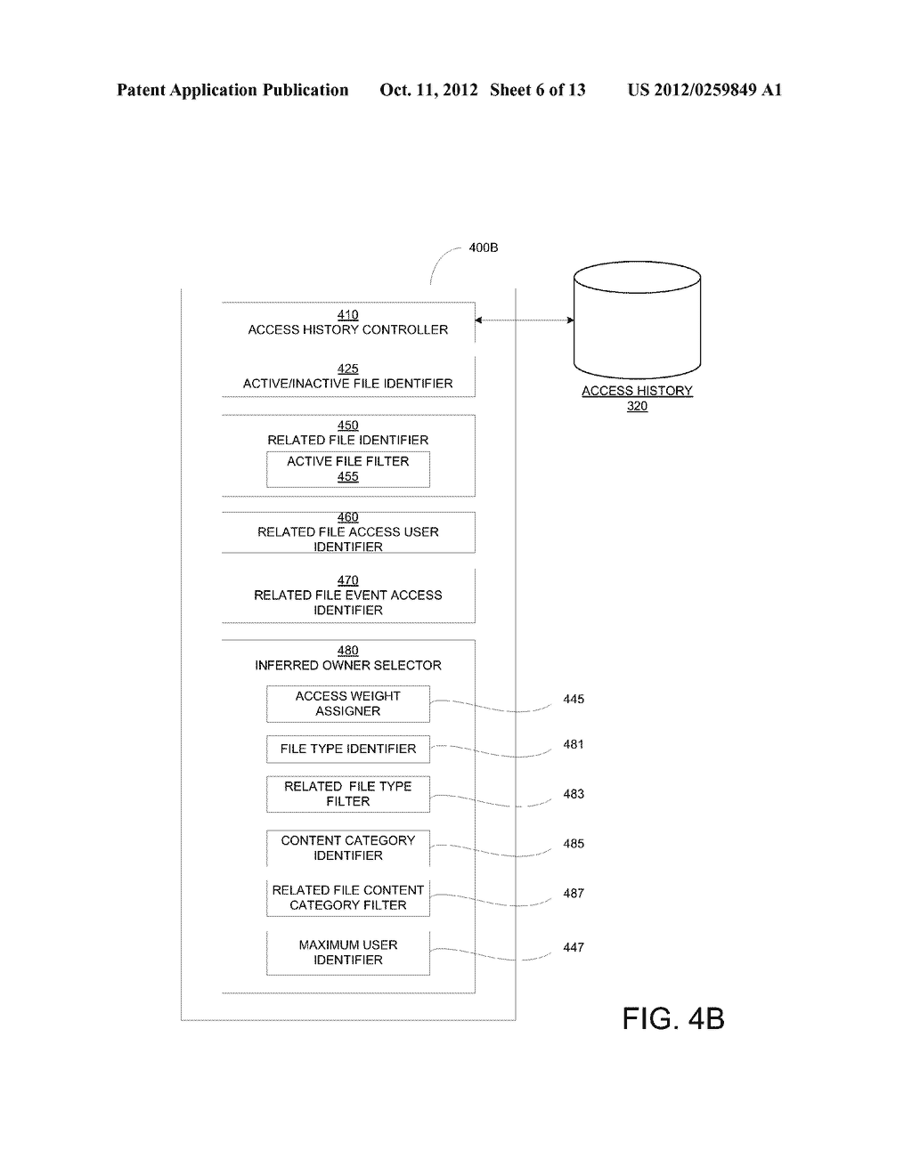 DETERMINING FILE OWNERSHIP OF ACTIVE AND INACTIVE FILES BASED ON FILE     ACCESS HISTORY - diagram, schematic, and image 07