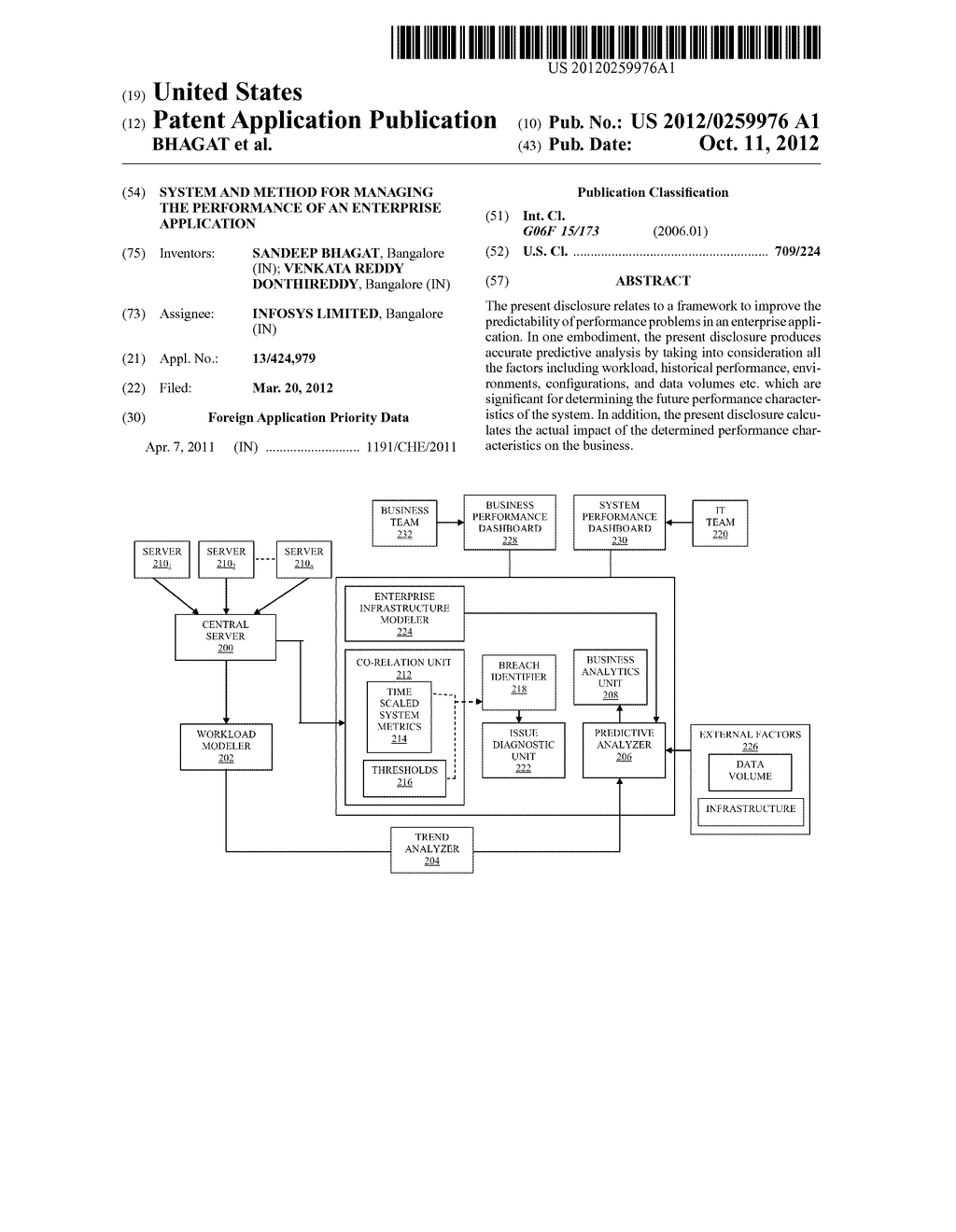 SYSTEM AND METHOD FOR MANAGING THE PERFORMANCE OF AN ENTERPRISE     APPLICATION - diagram, schematic, and image 01