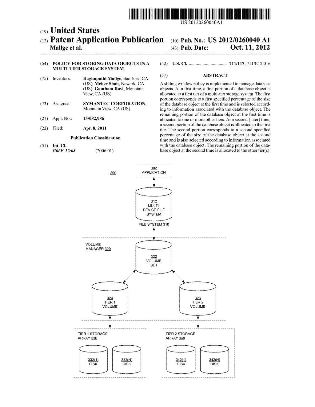 POLICY FOR STORING DATA OBJECTS IN A MULTI-TIER STORAGE SYSTEM - diagram, schematic, and image 01