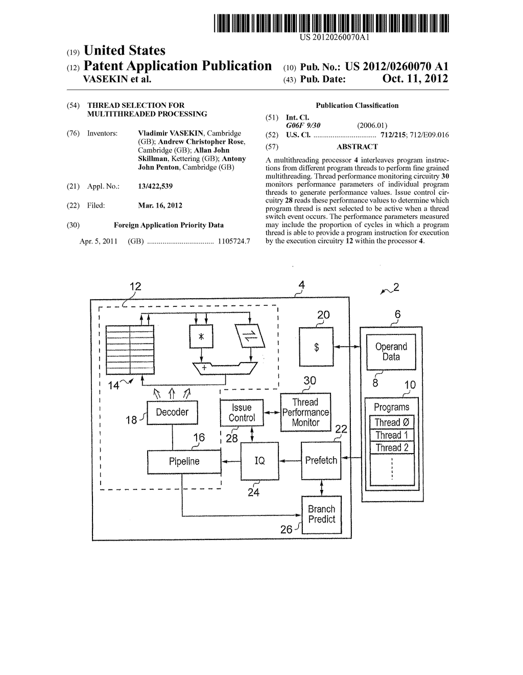 THREAD SELECTION FOR MULTITHREADED PROCESSING - diagram, schematic, and image 01