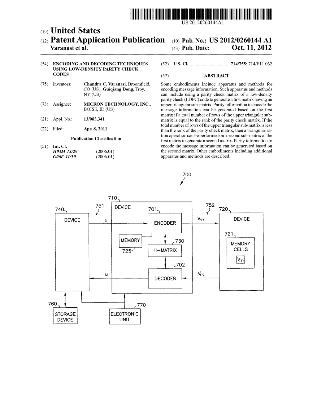 ENCODING AND DECODING TECHNIQUES USING LOW-DENSITY PARITY CHECK CODES - diagram, schematic, and image 01