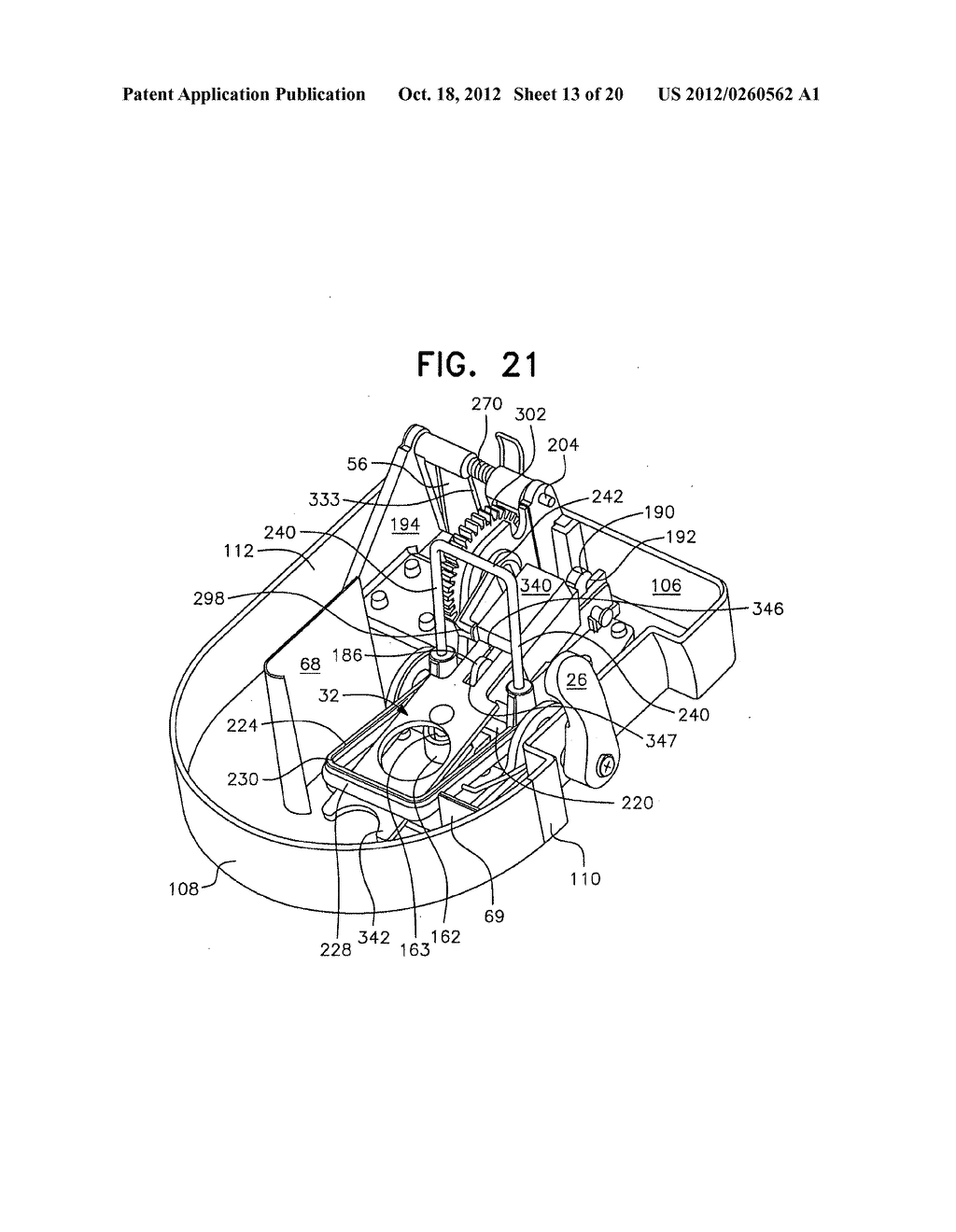 Single use hermetically sealing enclosure-type mousetrap with killing     mechanism - diagram, schematic, and image 14