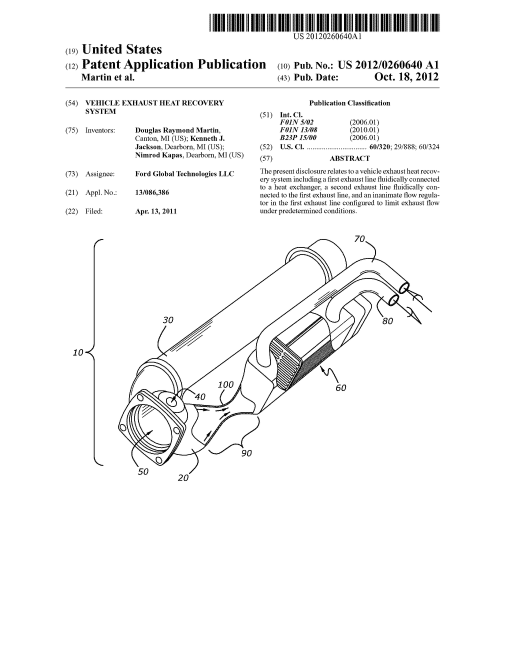 Vehicle Exhaust Heat Recovery System - diagram, schematic, and image 01