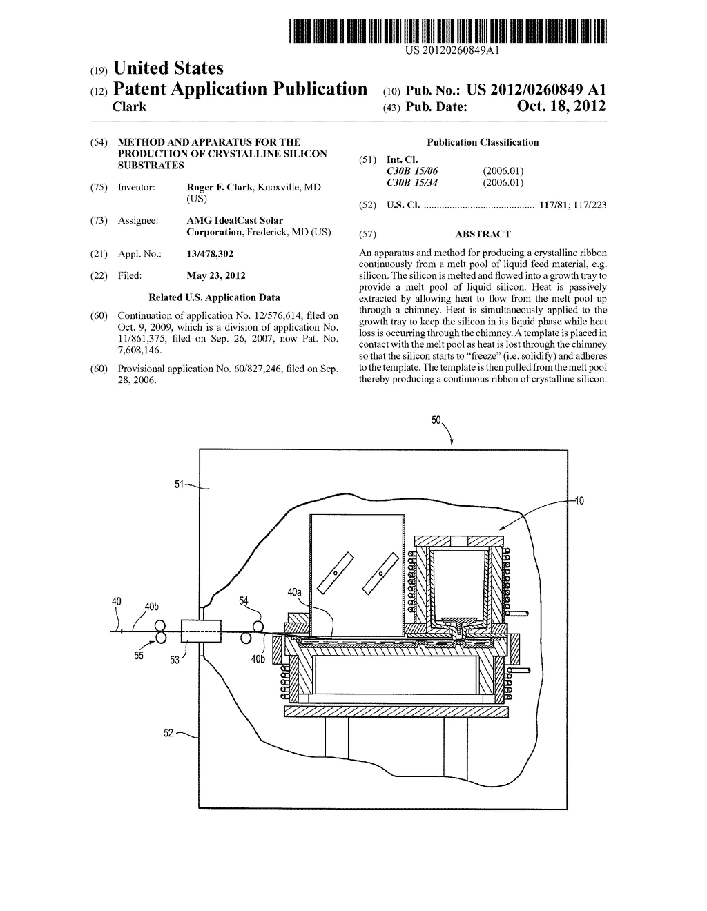 METHOD AND APPARATUS FOR THE PRODUCTION OF CRYSTALLINE SILICON SUBSTRATES - diagram, schematic, and image 01