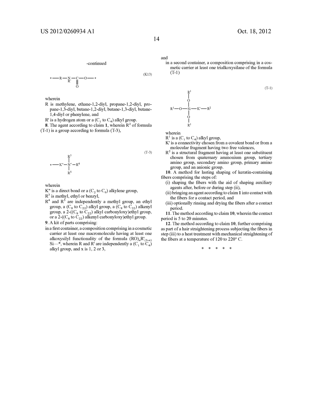 HAIR TREATMENT AGENTS COMPRISING TRIALKOXYSILANE-SUBSTITUTED COMPOUNDS AND     ALKOXYSILYL-MODIFIED MACRO MOLECULES - diagram, schematic, and image 15