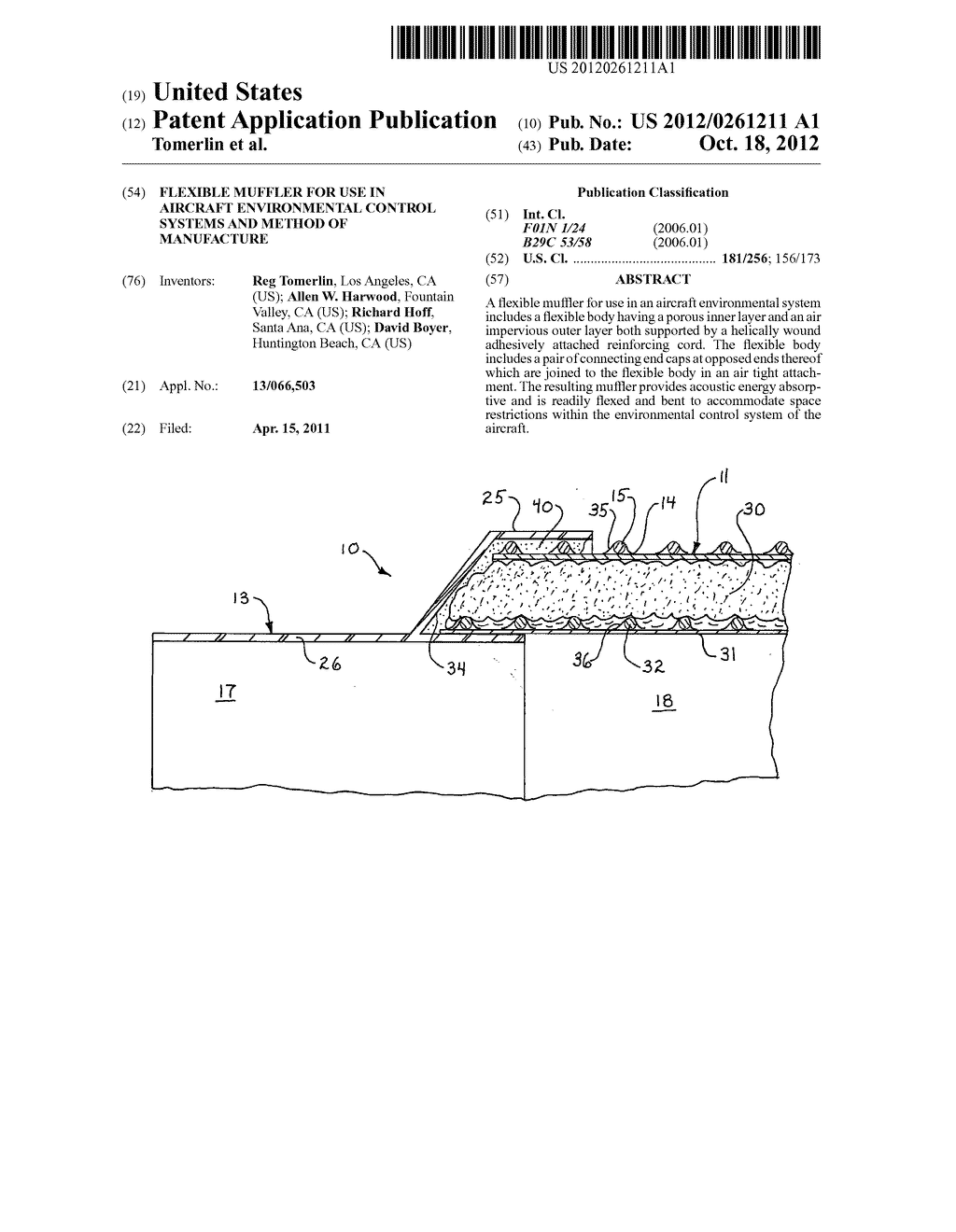 Flexible muffler for use in aircraft environmental control systems and     method of manufacture - diagram, schematic, and image 01