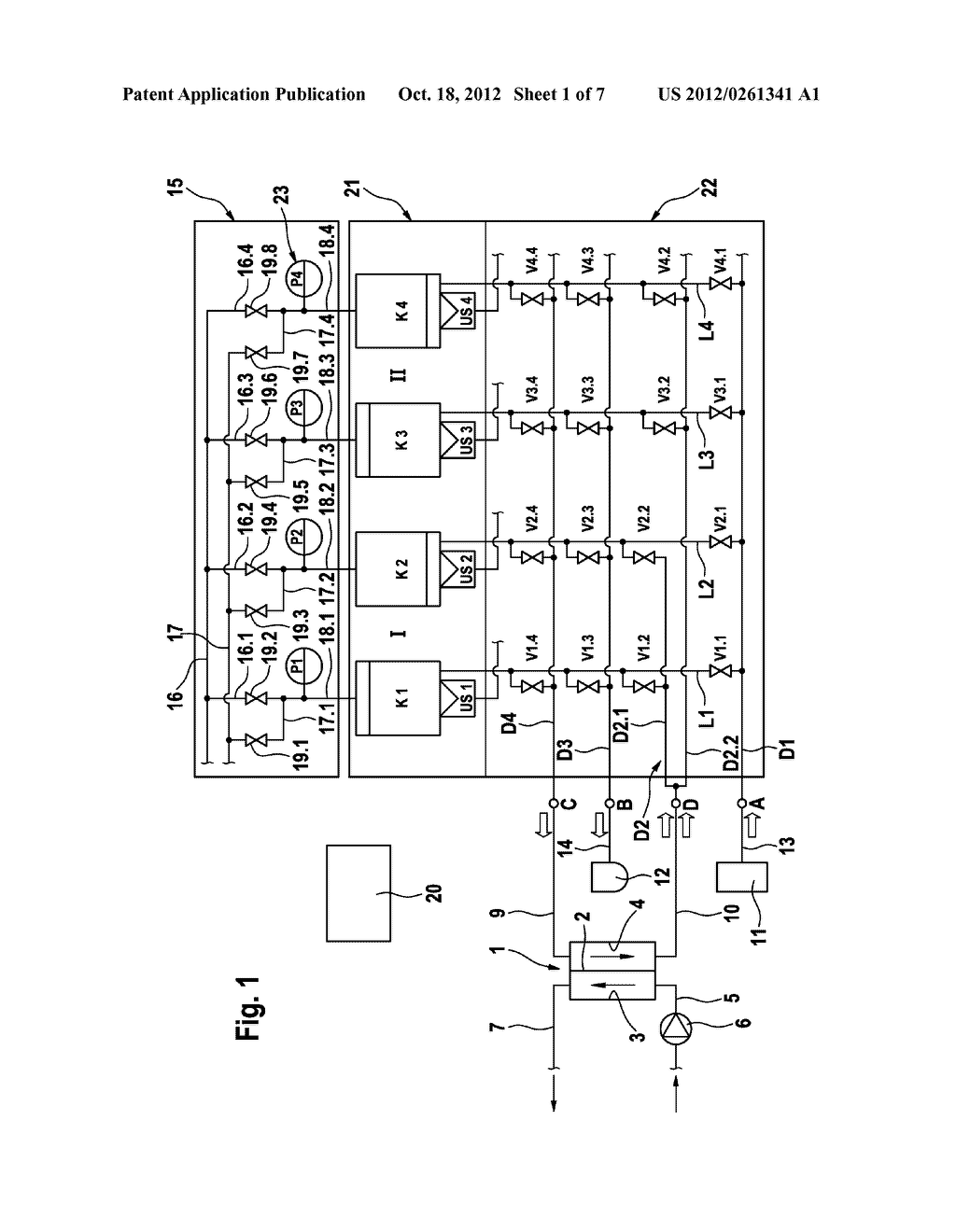 Device and method for conveying a fluid to a filter unit of a medical     treatment apparatus - diagram, schematic, and image 02