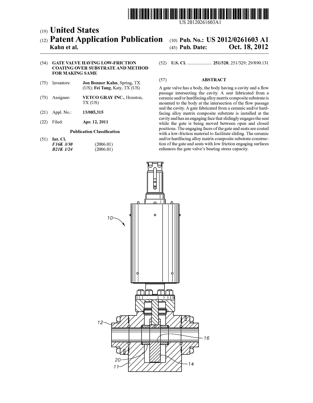 Gate Valve Having Low-Friction Coating Over Substrate and Method for     Making Same - diagram, schematic, and image 01