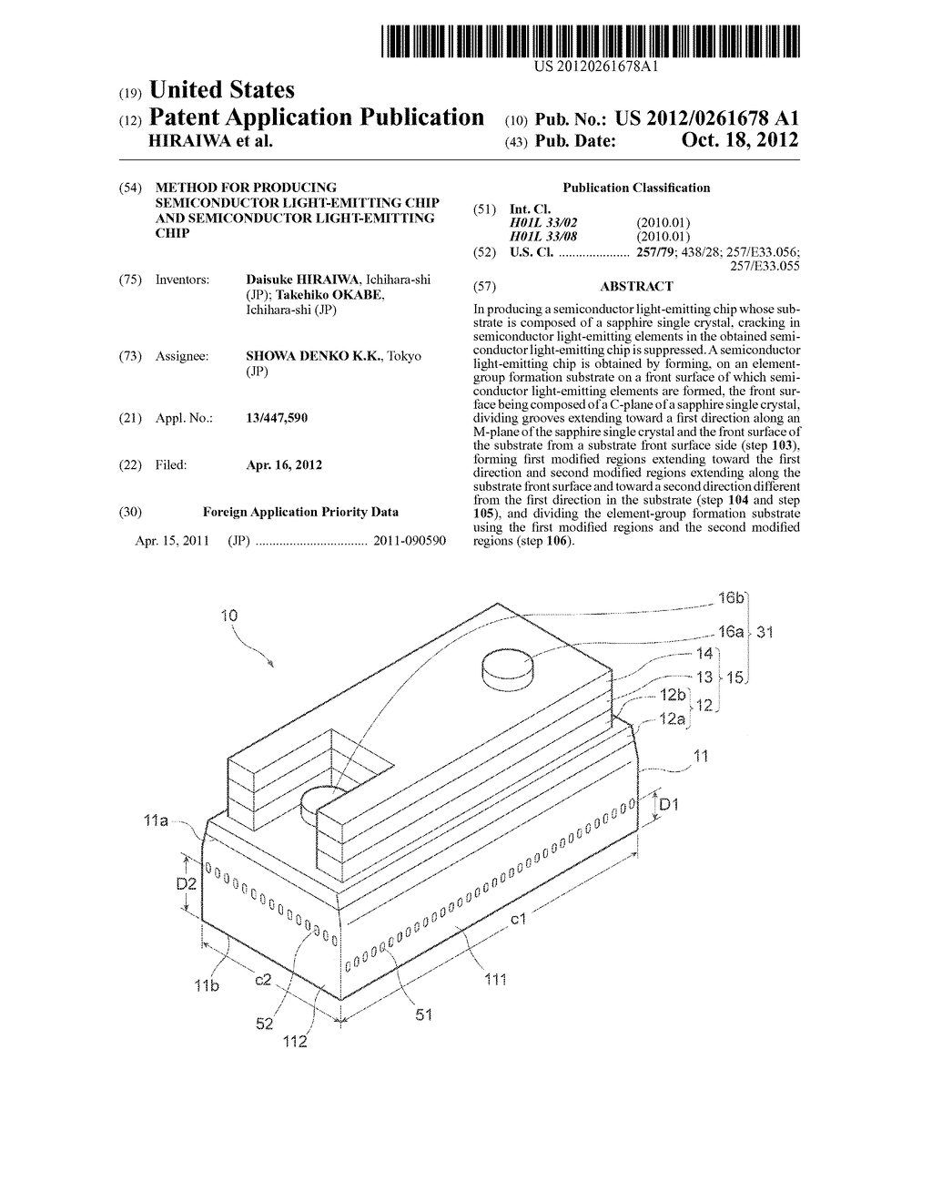 METHOD FOR PRODUCING SEMICONDUCTOR LIGHT-EMITTING CHIP AND SEMICONDUCTOR     LIGHT-EMITTING CHIP - diagram, schematic, and image 01