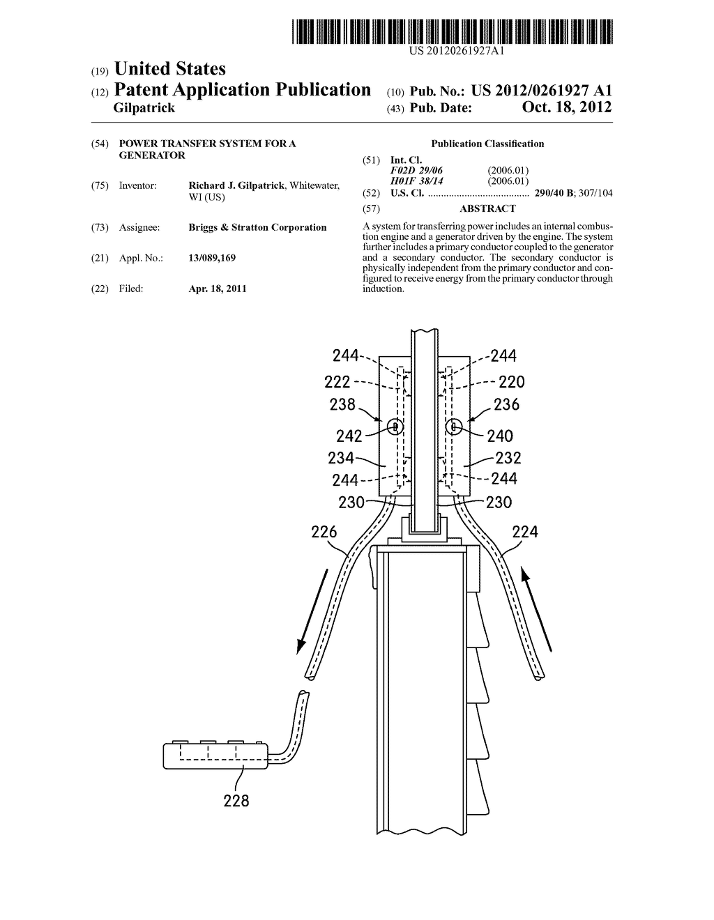 POWER TRANSFER SYSTEM FOR A GENERATOR - diagram, schematic, and image 01