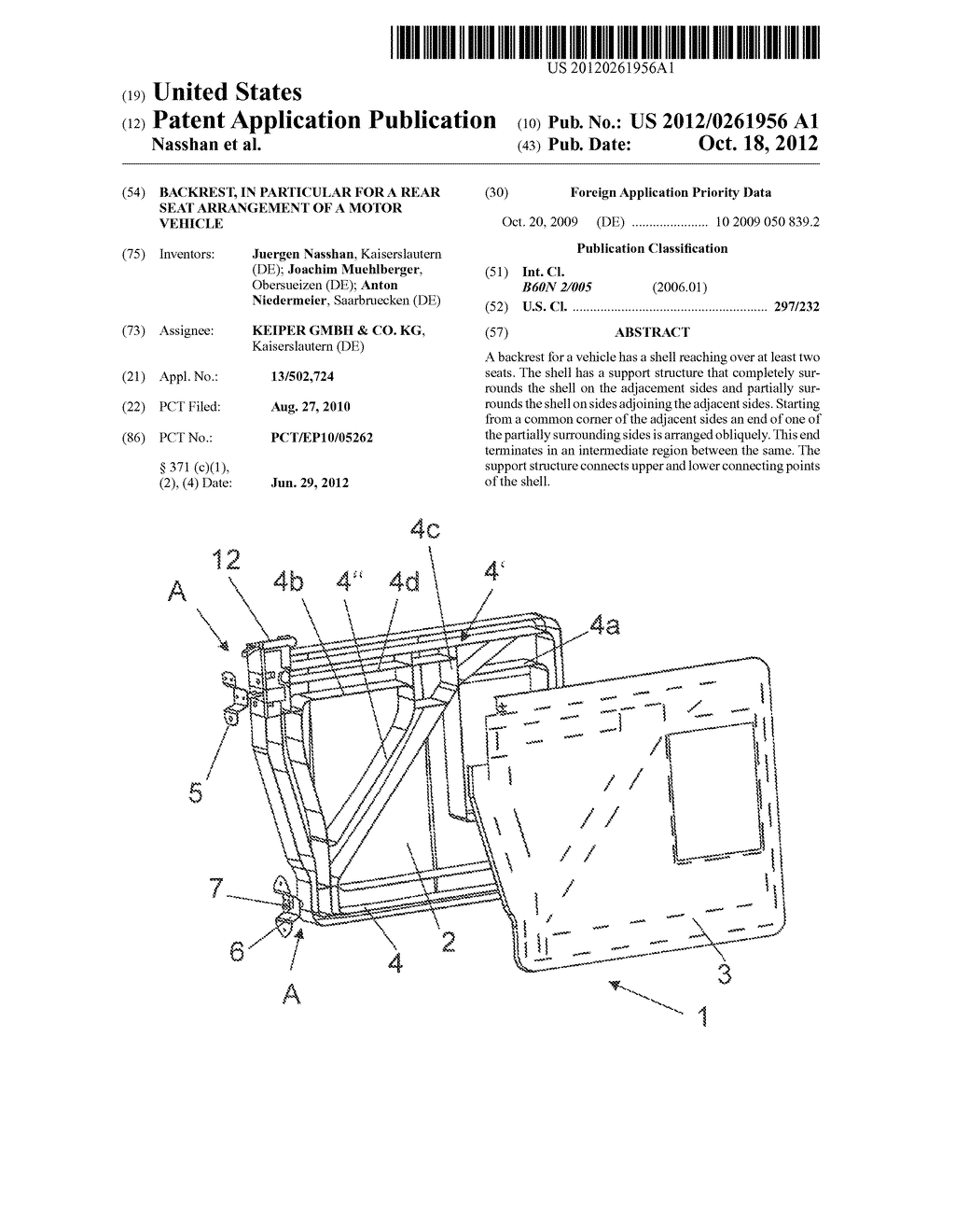 BACKREST, IN PARTICULAR FOR A REAR SEAT ARRANGEMENT OF A MOTOR VEHICLE - diagram, schematic, and image 01