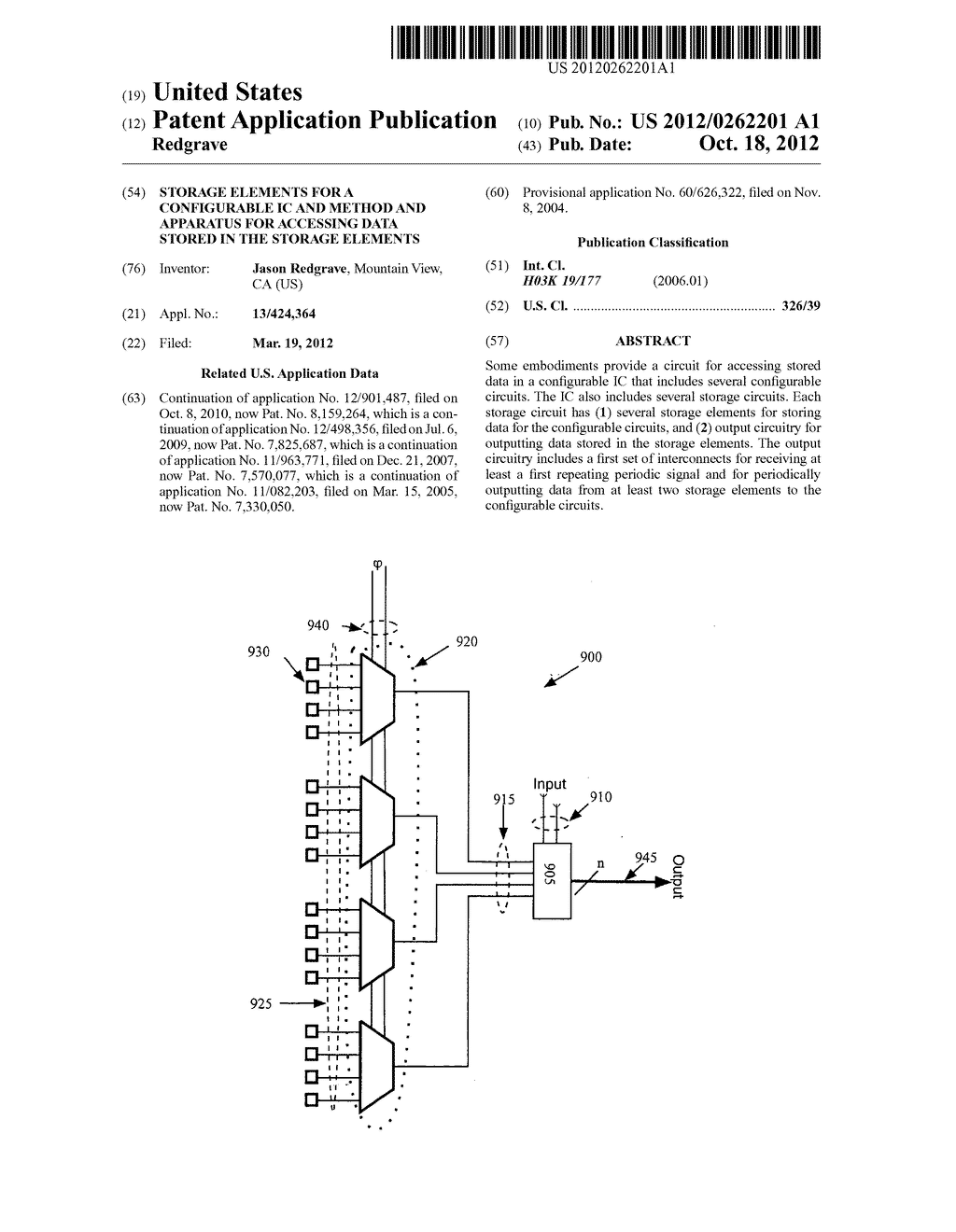 STORAGE ELEMENTS FOR A CONFIGURABLE IC AND METHOD AND APPARATUS FOR     ACCESSING DATA STORED IN THE STORAGE ELEMENTS - diagram, schematic, and image 01