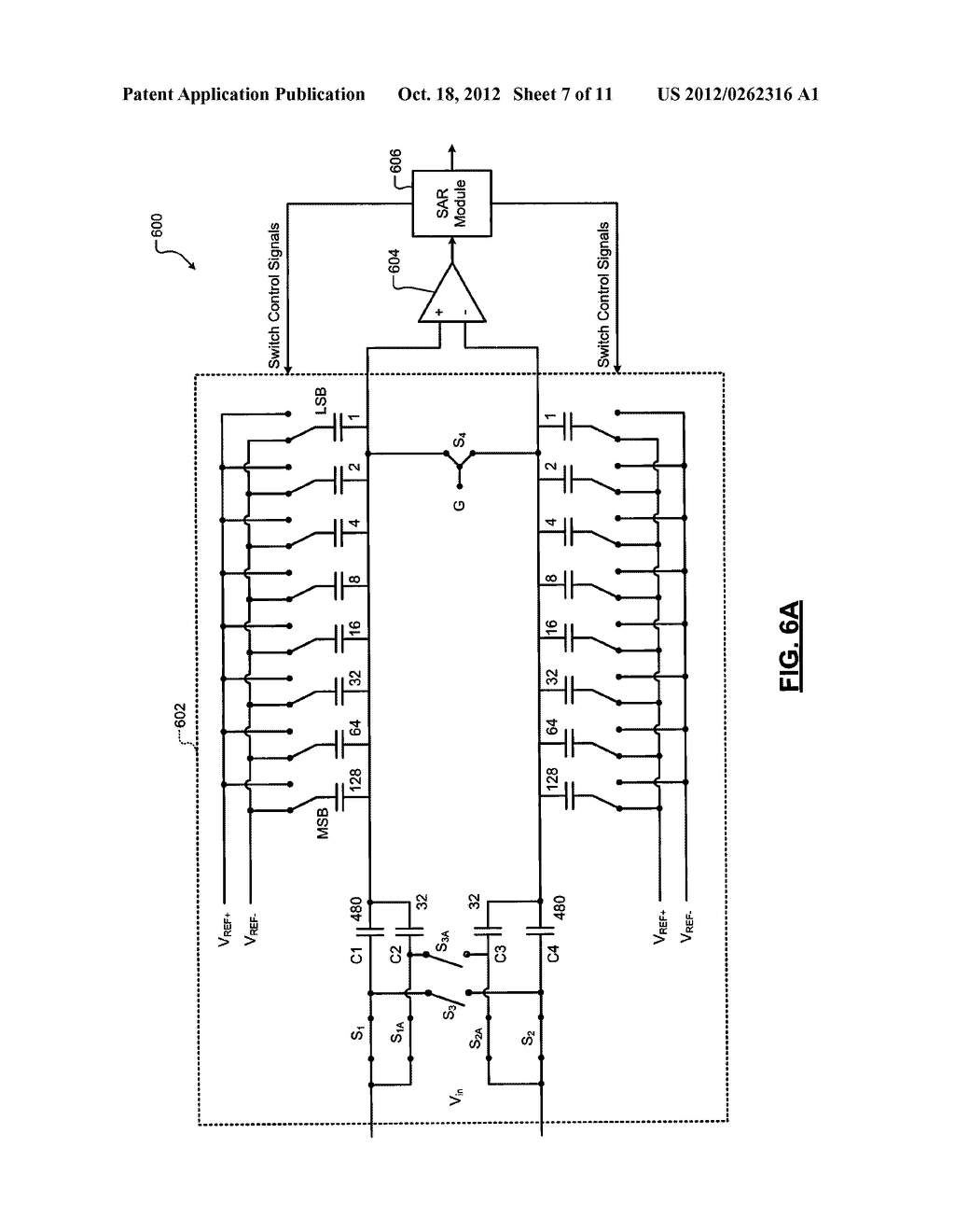 METHOD TO REDUCE VOLTAGE SWING AT COMPARATOR INPUT OF     SUCCESSIVE-APPROXIMATIONS-REGISTER ANALOG-TO-DIGITAL CONVERTERS - diagram, schematic, and image 08