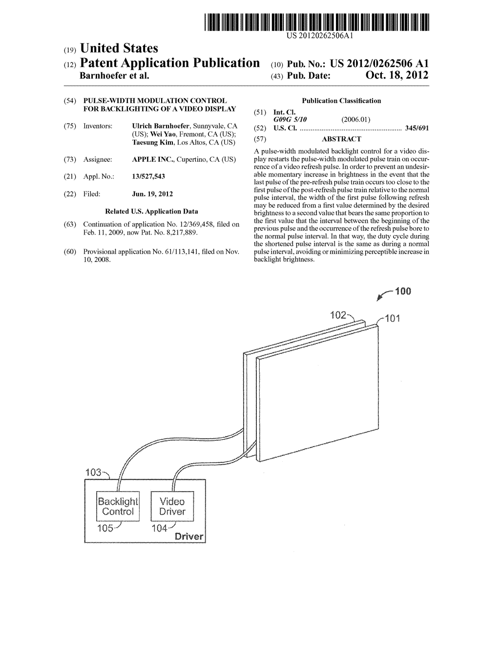 PULSE-WIDTH MODULATION CONTROL FOR BACKLIGHTING OF A VIDEO DISPLAY - diagram, schematic, and image 01