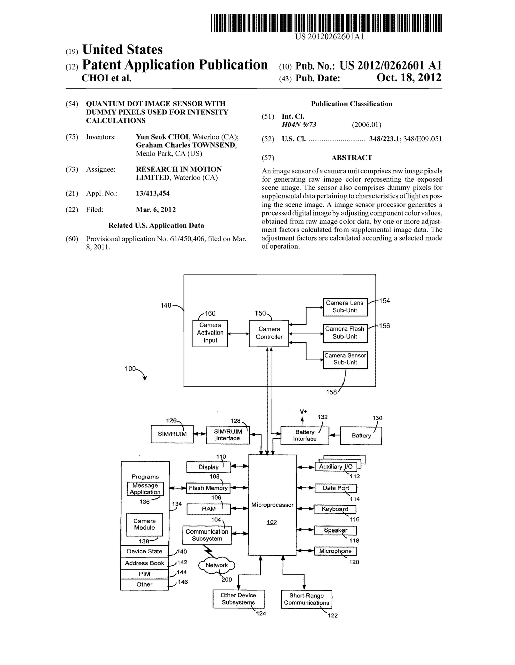 QUANTUM DOT IMAGE SENSOR WITH DUMMY PIXELS USED FOR INTENSITY CALCULATIONS - diagram, schematic, and image 01