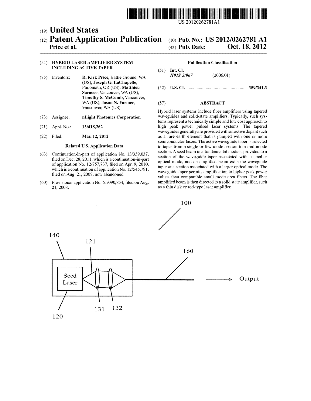 HYBRID LASER AMPLIFIER SYSTEM INCLUDING ACTIVE TAPER - diagram, schematic, and image 01