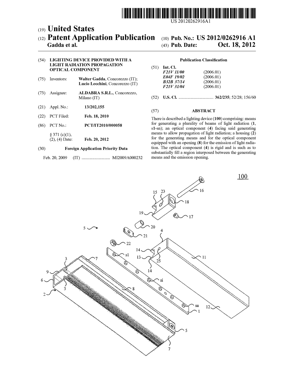 Lighting Device Provided with a Light Radiation Propagation Optical     Component - diagram, schematic, and image 01