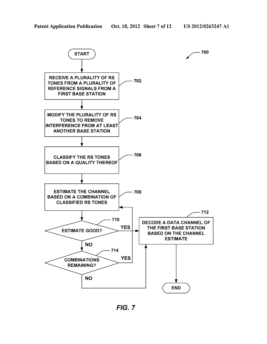 METHOD AND APPARATUS FOR SELECTING REFERENCE SIGNAL TONES FOR DECODING A     CHANNEL - diagram, schematic, and image 08