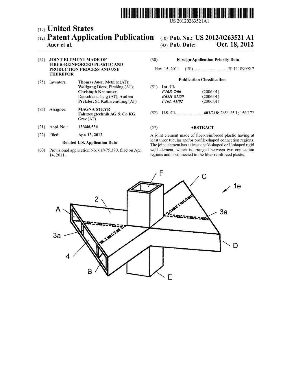 JOINT ELEMENT MADE OF FIBER-REINFORCED PLASTIC AND PRODUCTION PROCESS AND     USE THEREFOR - diagram, schematic, and image 01