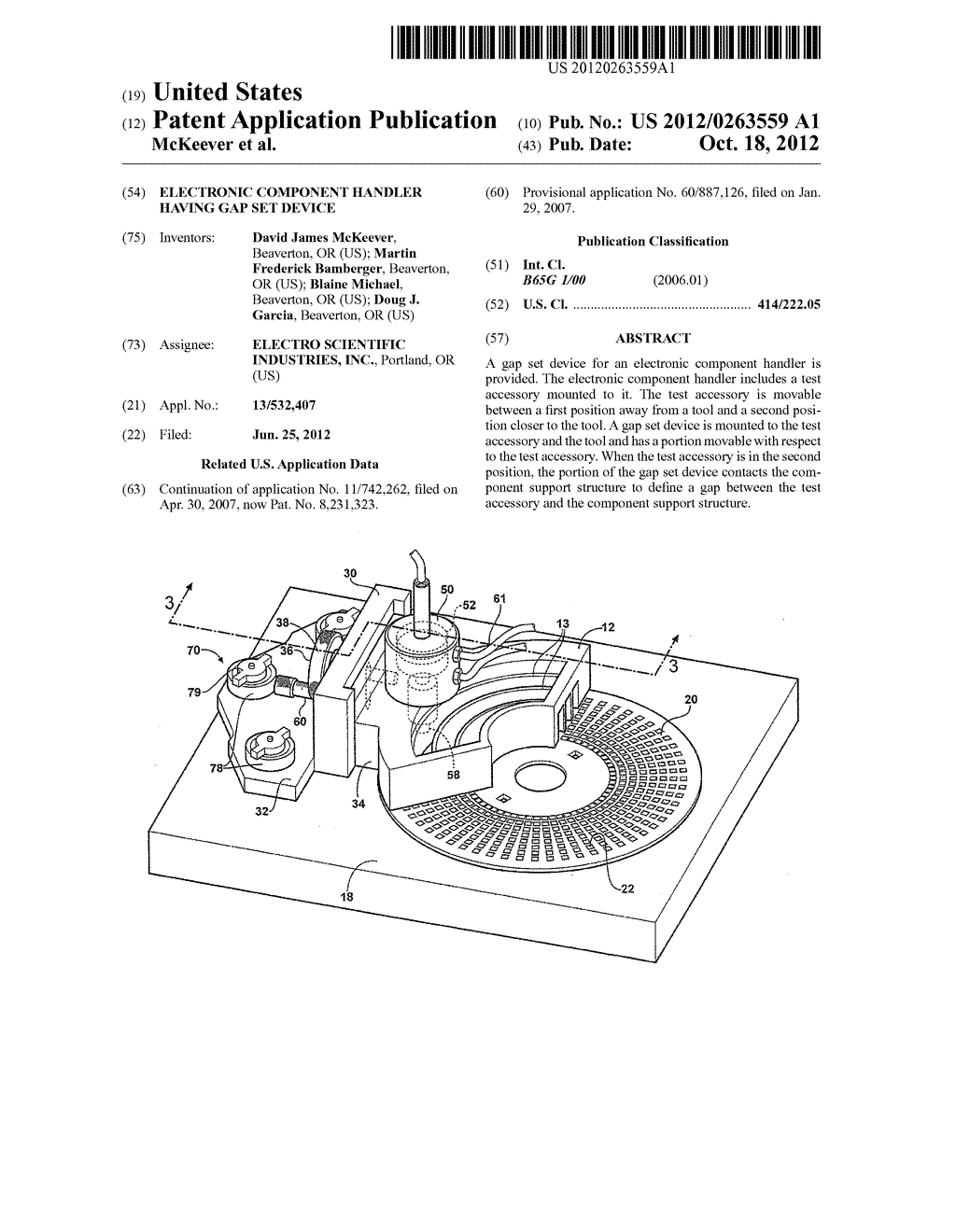 ELECTRONIC COMPONENT HANDLER HAVING GAP SET DEVICE - diagram, schematic, and image 01